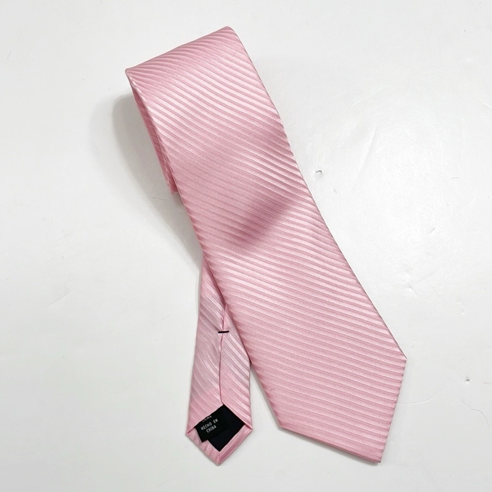 Arrow pink striped 100% silk standard tie